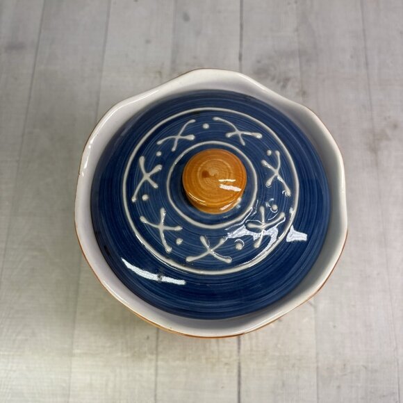 Salute TUSCAN FRUIT Pears Grapes Embossed Dots Ceramic Lidded 9" Large Canister - Picture 6 of 16